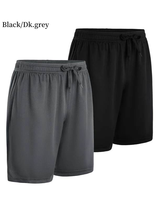 2-piece men's polyester sports shorts, quick drying, suitable for sports and fitness, running shorts - Image 5