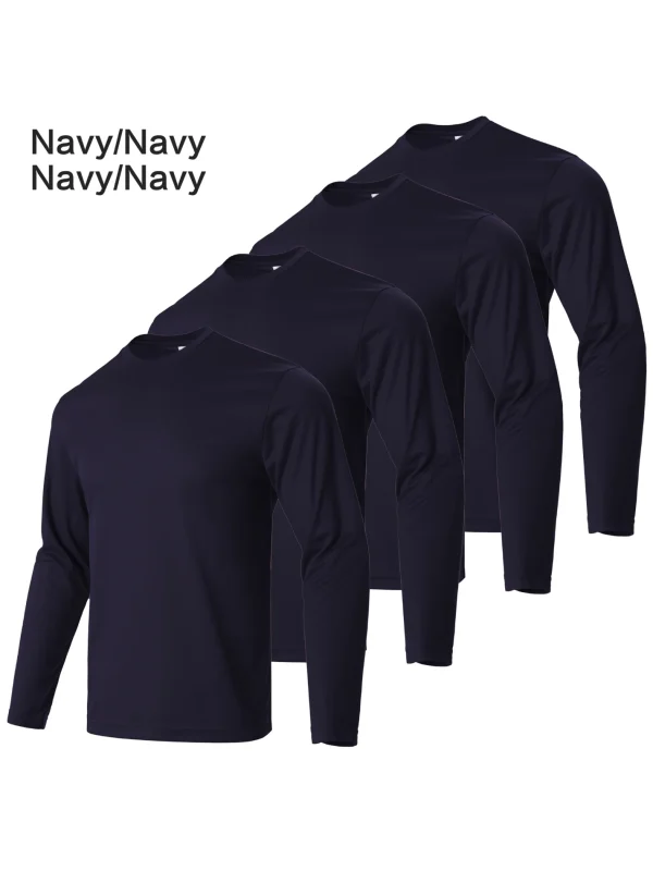 4-piece men's solid color round neck T-shirt - quick drying, breathable, moisture wicking, suitable for fitness and running - Image 3
