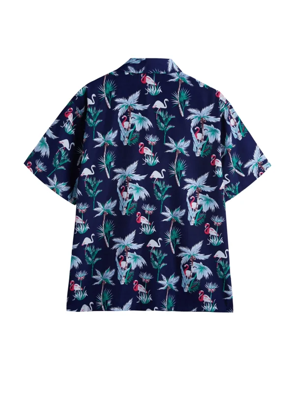 Men's short sleeved button up collar shirt, casual summer Hawaiian style, men's vacation beach wear - Image 4