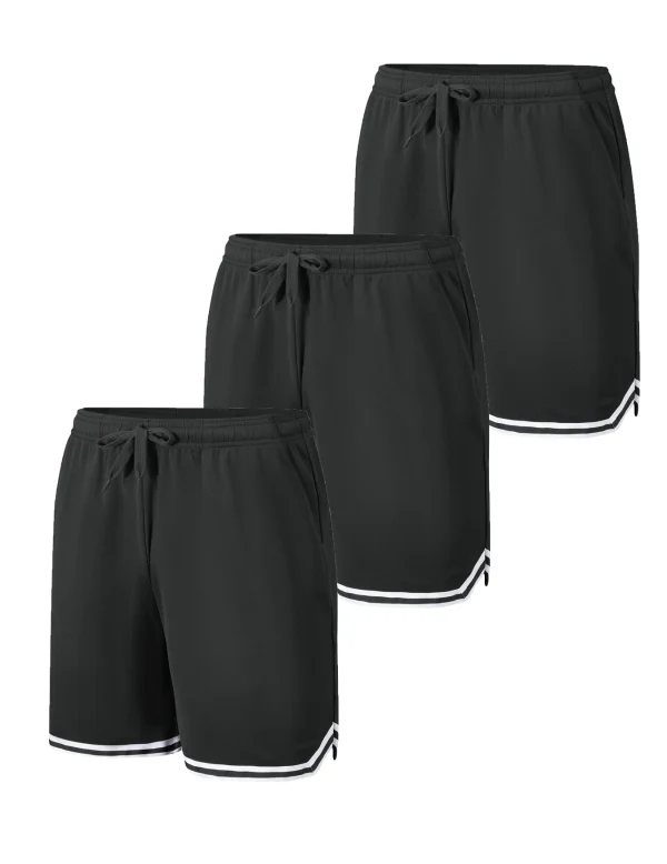 Men's 3-piece solid color sports shorts - drawstring waistband breathable and quick drying suitable for summer sports training - Image 3