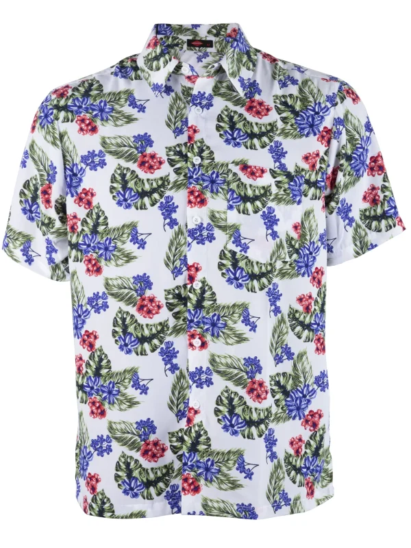 Men's short sleeved button up collar shirt, casual summer Hawaiian style, men's vacation beach wear - Image 2