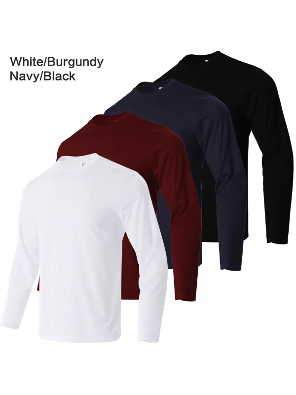 4-piece men's quick drying sports and fitness T-shirt long sleeved sports and running T-shirt - Image 7