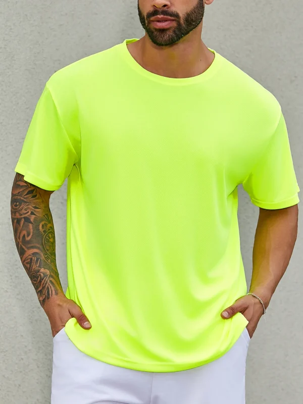 4-piece men's short sleeved T-shirt moisture wicking sun protection UV protection UPF SPF sports T-shirt casual style - Image 9
