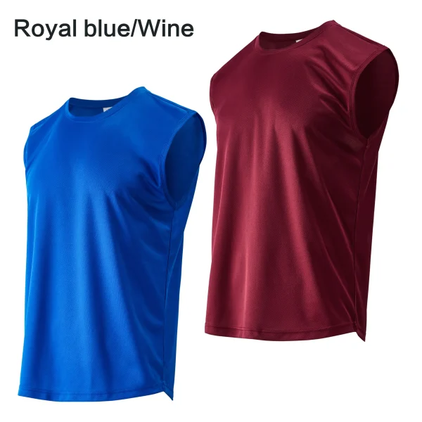 Summer men's outdoor fitness vest solid color top T-shirt casual sports basketball shirt - Image 2