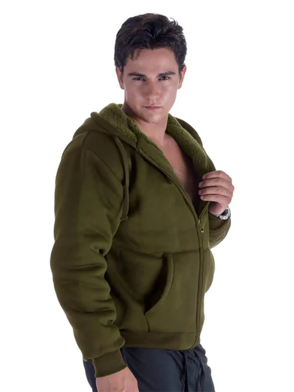 Classic men's solid color long sleeved fleece jacket, casual and fashionable jacket, suitable for daily wear in autumn and winte - Image 10