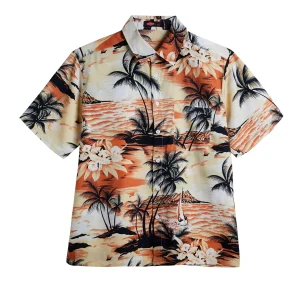 Men's slim fit short sleeved shirt, casual and loose Hawaiian style, suitable for home and vacation wear