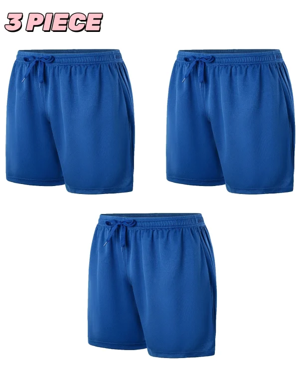 3-Piece Men's Sports Shorts - Lightweight Breathable Fast Drying Fitness Training Running Shorts in Multiple Colors - Image 7