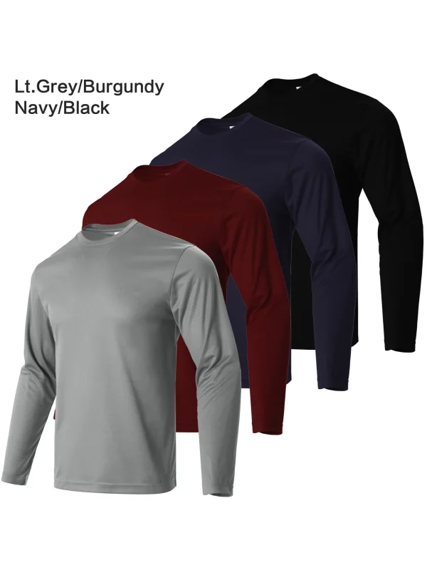 4-piece men's quick drying sports and fitness T-shirt long sleeved sports and running T-shirt - Image 3