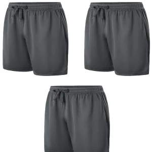 3-Piece Men's Sports Shorts - Lightweight Breathable Fast Drying Fitness Training Running Shorts in Multiple Colors