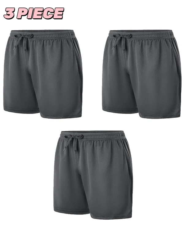 3-Piece Men's Sports Shorts - Lightweight Breathable Fast Drying Fitness Training Running Shorts in Multiple Colors