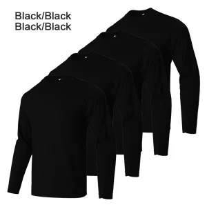 4-piece men's solid color round neck T-shirt - quick drying, breathable, moisture wicking, suitable for fitness and running