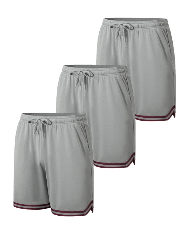Men's 3-piece solid color sports shorts - drawstring waistband breathable and quick drying suitable for summer sports training - Image 5