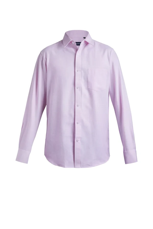 Men's fashionable casual long sleeved shirt simple solid color collar lightweight breathable top casual business - Image 3