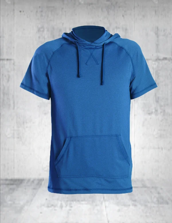Men's lightweight and breathable casual sports hoodie - short sleeved quick drying suitable for outdoor sports in summer - Image 4
