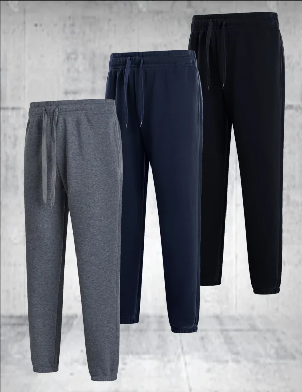 3 pieces of men's solid color casual sports pants - breathable lightweight suitable for daily wear - Image 3