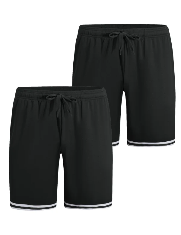 Two men's casual sports shorts quick drying active training running shorts equipped with elastic waistband and drawstring - Image 3