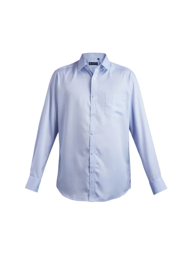 Men's fashionable casual long sleeved shirt simple solid color collar lightweight breathable top casual business