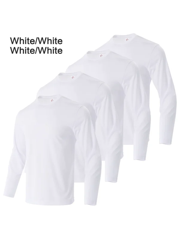 4-piece men's solid color round neck T-shirt - quick drying, breathable, moisture wicking, suitable for fitness and running - Image 4
