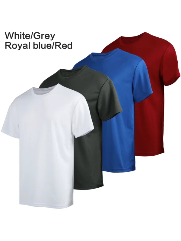 4-piece men's short sleeved T-shirt moisture wicking sun protection UV protection UPF SPF sports T-shirt casual style - Image 5