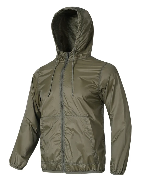 Men's lightweight windbreaker jacket - zippered, long sleeved, foldable storage, suitable for outdoor sports and hiking - Image 3