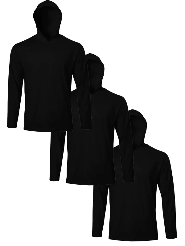 Three piece men's quick drying sports hoodie - long sleeved solid color suitable for sports and fitness training - Image 4