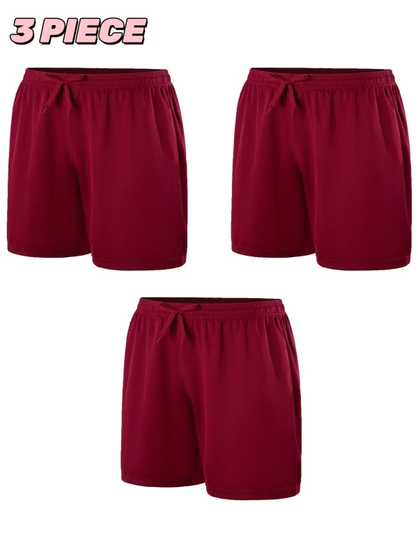 3-Piece Men's Sports Shorts - Lightweight Breathable Fast Drying Fitness Training Running Shorts in Multiple Colors - Image 3