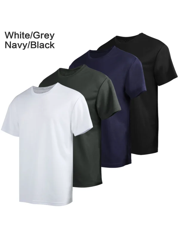 4-piece men's short sleeved T-shirt moisture wicking sun protection UV protection UPF SPF sports T-shirt casual style - Image 4