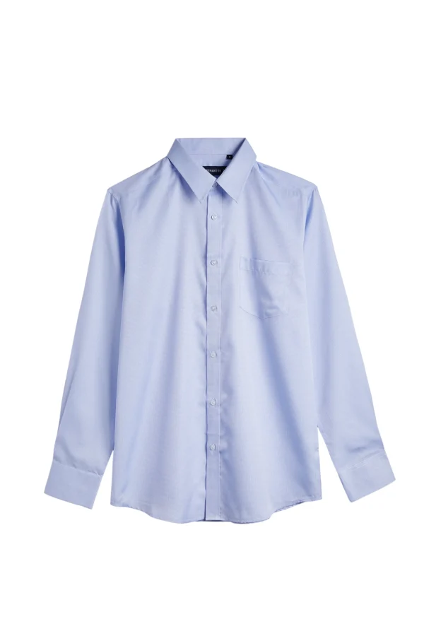 Men's fashionable casual long sleeved shirt simple solid color collar lightweight breathable top casual business - Image 5