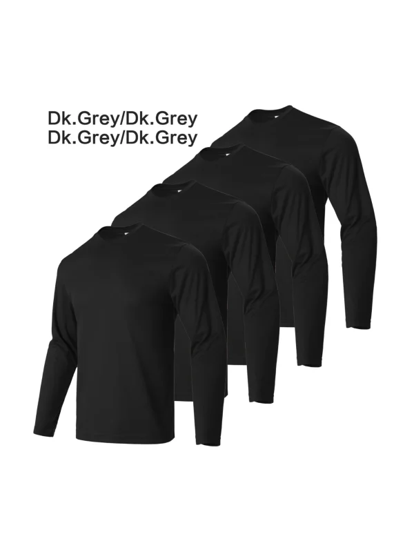 4-piece men's solid color round neck T-shirt - quick drying, breathable, moisture wicking, suitable for fitness and running - Image 5