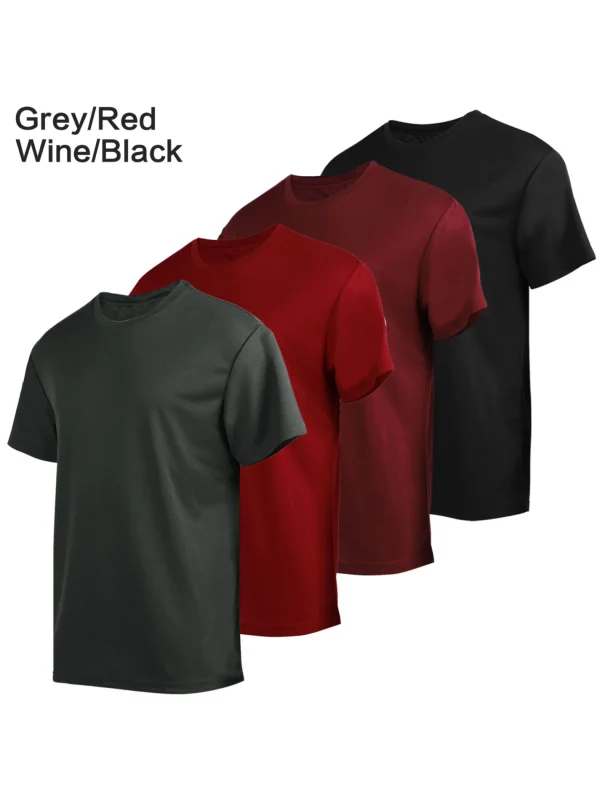 4-piece men's short sleeved T-shirt moisture wicking sun protection UV protection UPF SPF sports T-shirt casual style - Image 8