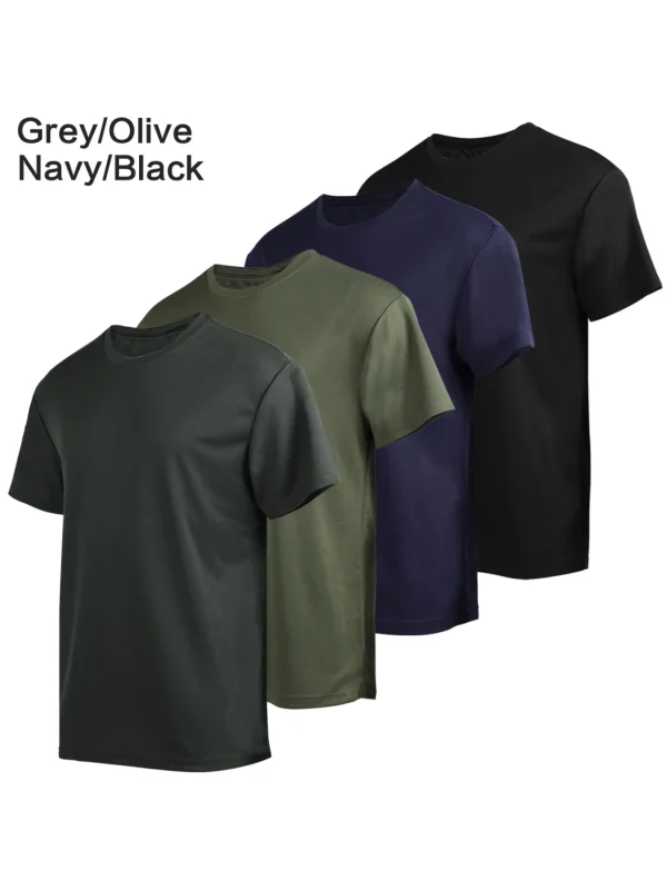 4-piece men's short sleeved T-shirt moisture wicking sun protection UV protection UPF SPF sports T-shirt casual style - Image 7
