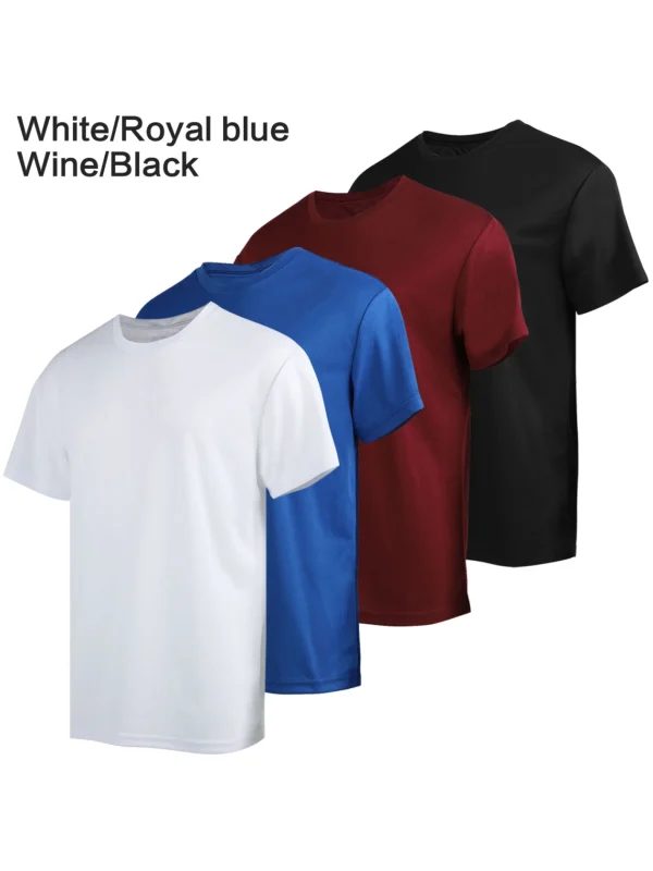 4-piece men's short sleeved T-shirt moisture wicking sun protection UV protection UPF SPF sports T-shirt casual style - Image 6