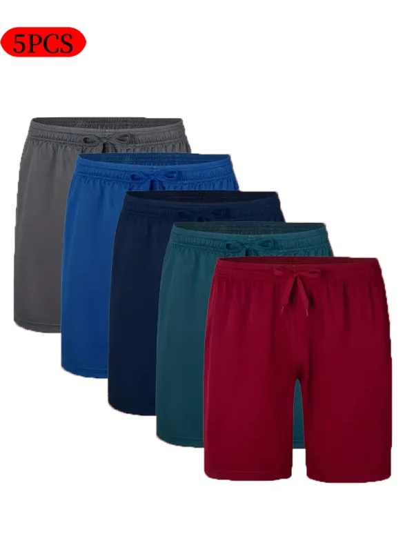 5-piece men's casual shorts with drawstring waistband, breathable fabric, available in multiple colors - ideal choice for summer - Image 4