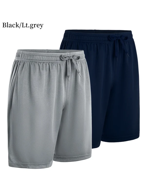 2-piece men's polyester sports shorts, quick drying, suitable for sports and fitness, running shorts - Image 4