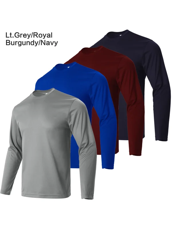 4-piece men's quick drying sports and fitness T-shirt long sleeved sports and running T-shirt - Image 4