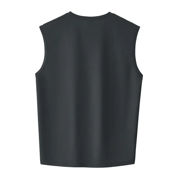 5-piece summer men's quick drying solid color sleeveless sports vest suitable for fitness training and outdoor activities - Image 7