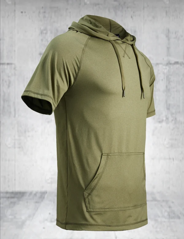 Men's lightweight and breathable casual sports hoodie - short sleeved quick drying suitable for outdoor sports in summer - Image 8