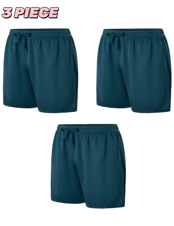 3-Piece Men's Sports Shorts - Lightweight Breathable Fast Drying Fitness Training Running Shorts in Multiple Colors - Image 5