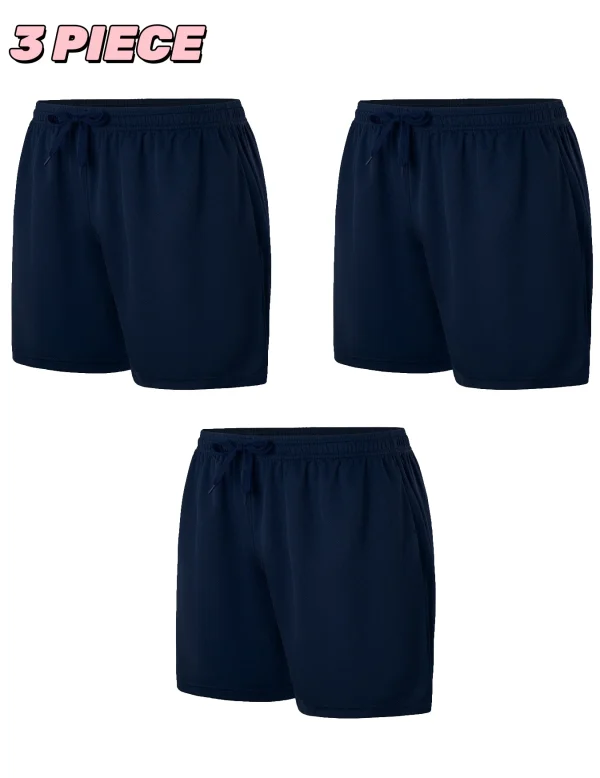 3-Piece Men's Sports Shorts - Lightweight Breathable Fast Drying Fitness Training Running Shorts in Multiple Colors - Image 6