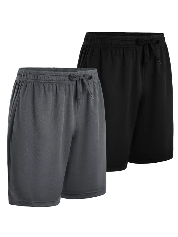 2-piece men's polyester sports shorts, quick drying, suitable for sports and fitness, running shorts - Image 8