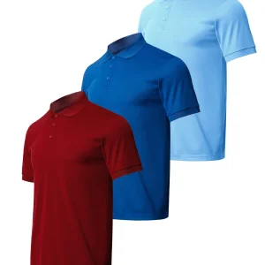 3-piece men's quick drying short sleeved casual sports golf shirt moisture wicking casual fitness top
