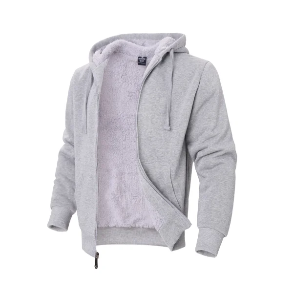 Classic men's solid color long sleeved fleece jacket, casual and fashionable jacket, suitable for daily wear in autumn and winte - Image 4