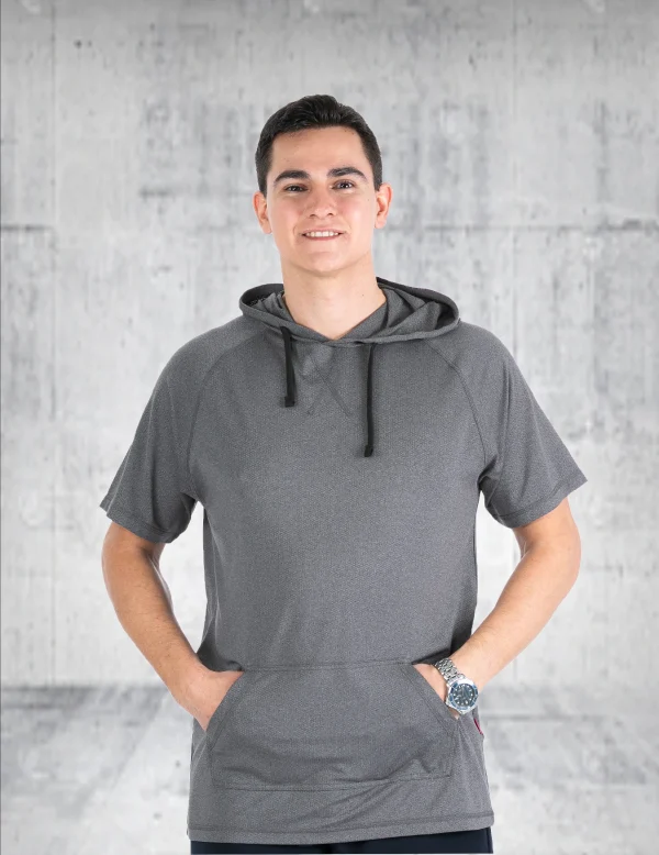 Men's lightweight and breathable casual sports hoodie - short sleeved quick drying suitable for outdoor sports in summer - Image 2