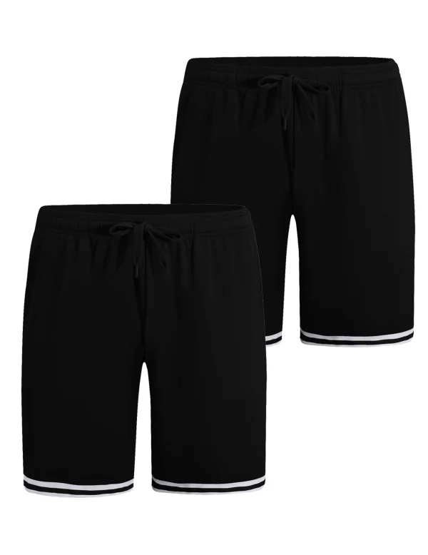 Two men's casual sports shorts quick drying active training running shorts equipped with elastic waistband and drawstring - Image 5