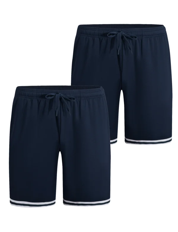 Two men's casual sports shorts quick drying active training running shorts equipped with elastic waistband and drawstring - Image 2
