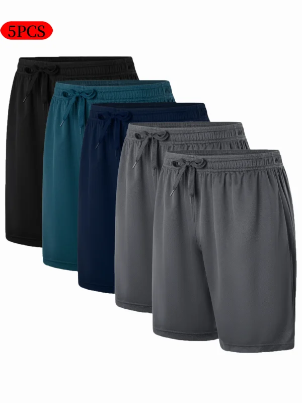 5-piece men's casual shorts with drawstring waistband, breathable fabric, available in multiple colors - ideal choice for summer - Image 3