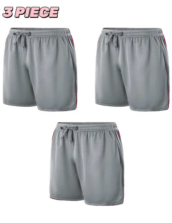 3-Piece Men's Sports Shorts - Lightweight Breathable Fast Drying Fitness Training Running Shorts in Multiple Colors - Image 2
