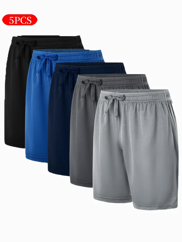 5-piece men's casual shorts with drawstring waistband, breathable fabric, available in multiple colors - ideal choice for summer - Image 5