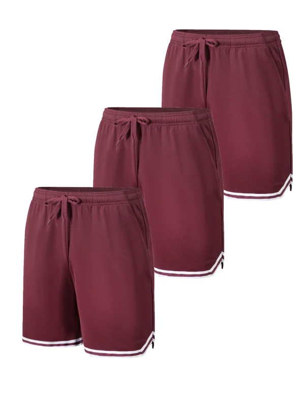 Men's 3-piece solid color sports shorts - drawstring waistband breathable and quick drying suitable for summer sports training - Image 2