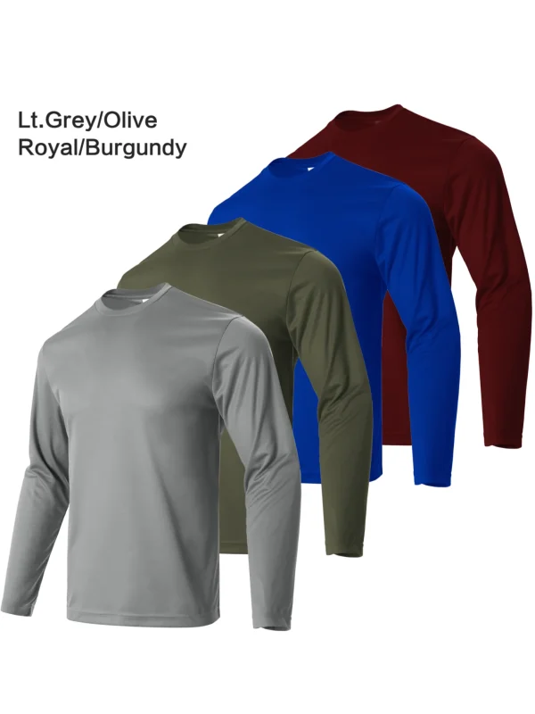 4-piece men's quick drying sports and fitness T-shirt long sleeved sports and running T-shirt - Image 2